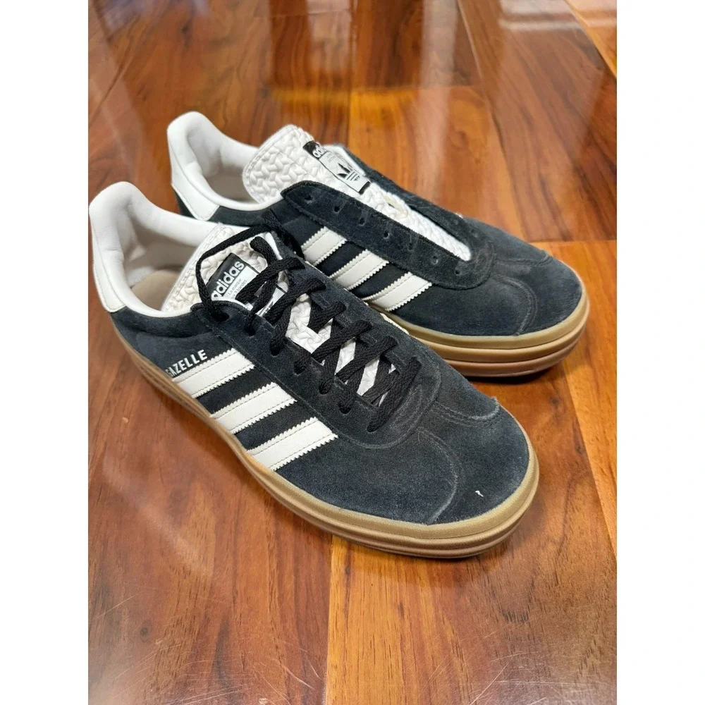 Adidas Originals Gazelle Womens Size 8 Bold Shoes Sneakers Black/White